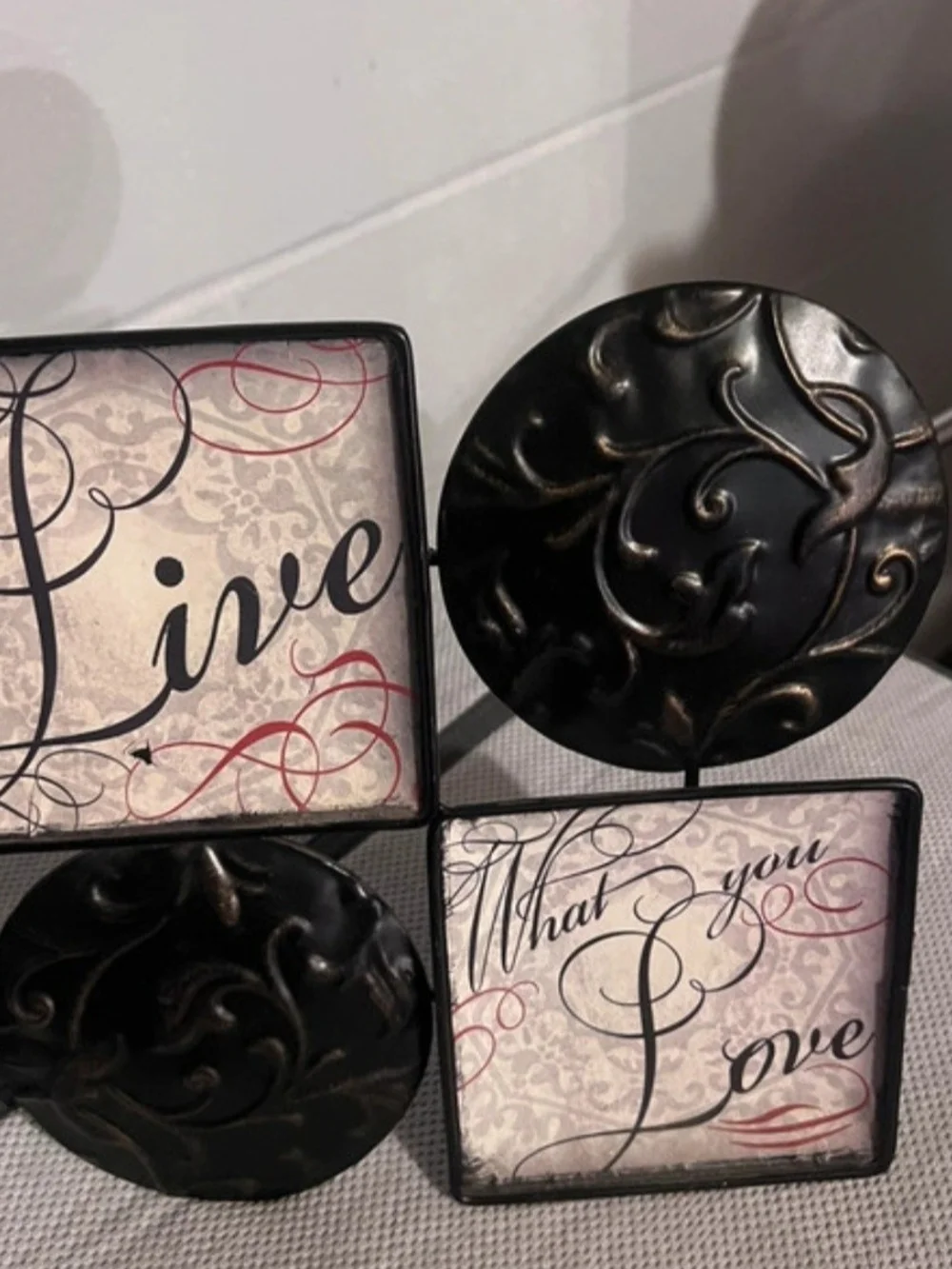 3 Live What You Love Wall Accent Set - Black and Cream